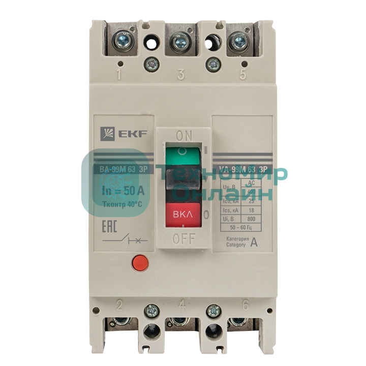 Выключатель автоматический 3п ВА-99М 63/50А Basic EKF mccb99-63-50m