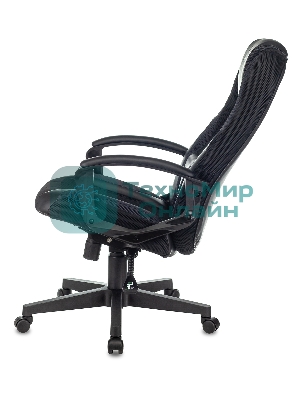 Кресло Бюрократ Zombie 9 черный/серый, экокожа, 120 кг, механизм качания