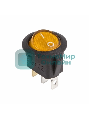 Выключатель клавишный Rexant круглый 12V 20А (3с) ON-OFF желтый с подсветкой