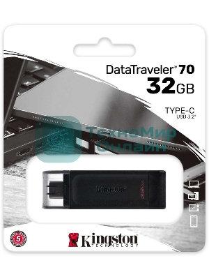 Флешка USB Kingston DataTraveler DT70 (DT70/64Gb), 64Gb, USB Type-C 3.2, R/W 70/45, черный