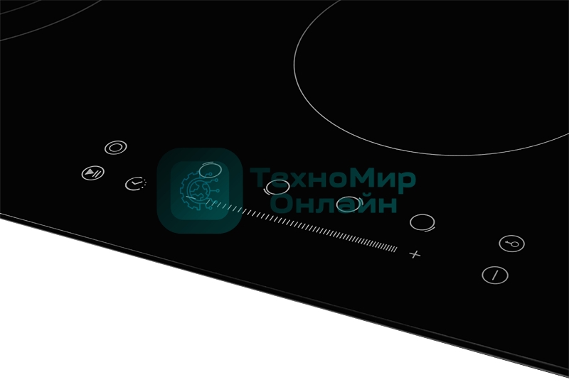 Электрическая варочная поверхность Kuppersberg ECS 623/ширина 60 см, 4 зоны ускоренного нагрева HI-Light, 1 зона с тройным расширением, 1 зона с двойным расширением, сенсорное управление+слайдер, 5 цифровых дисплея, 9 уровней мощности, автоотключение, защита от детей, индикаторы остаточного тепла, таймер, Stop & Go, черный/прямой край