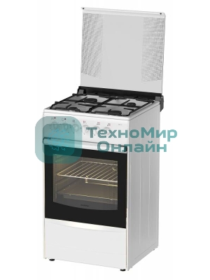 Плита комбинированная Darina 1B KM 441 301 W белый/черный, конфорок 4 шт, духовка 50 л, 50 см x 85 см x 53 см