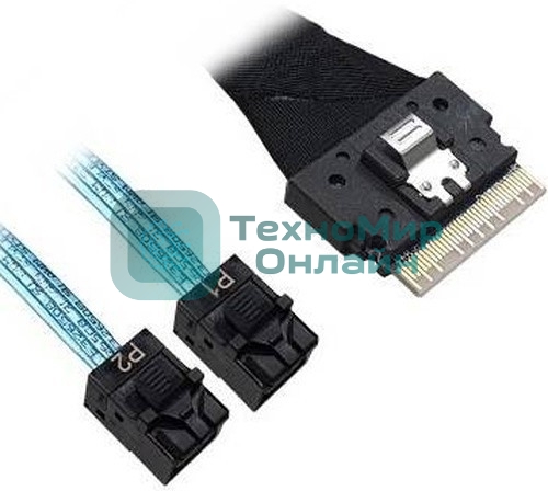 Кабель Broadcom 05-60003-00 Slimline SASx8 (SFF8654) -to- 2 SAS HD x4 (SFF8643)+ SFF9402, 1M