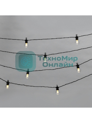 Уличная гирлянда Neon-night Лофт, черный каучук, 20 прозрачных ламп, влагостойкая IP65