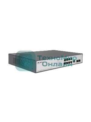 Коммутатор Managed L2 Switch 8x1000Base-T PoE, 2x1000Base-X SFP, PoE Budget 135W, RJ45 Console, 19