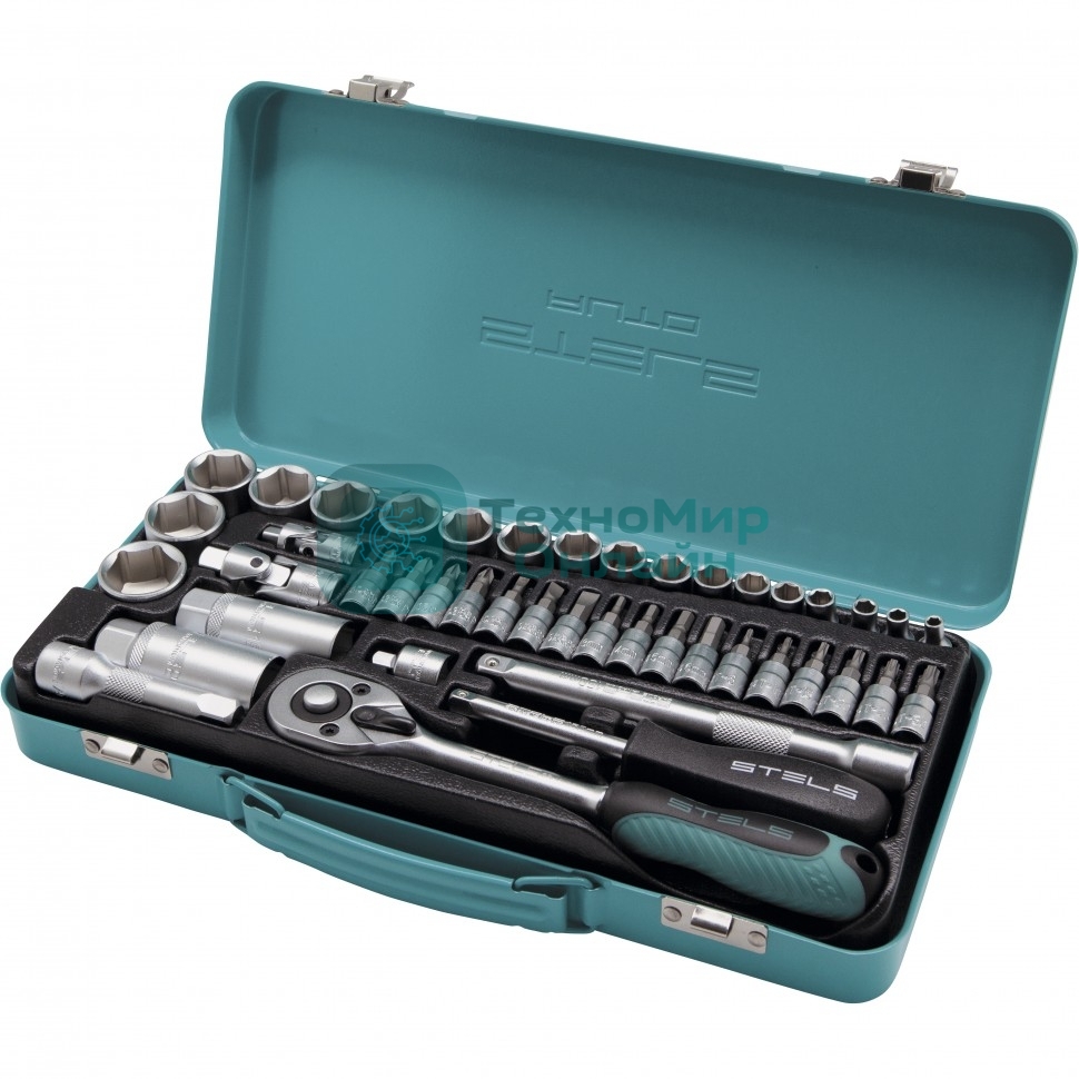 Набор торцевых головок с трещоткой Stels 1/4