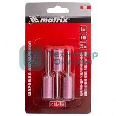 Шарошка абразивная Matrix, цилиндр удлин., 10 x 25 мм, хвостовик 3 мм, F80, 3шт.