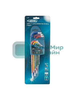 Набор ключей Gross 16402 имбусовых torx-tt 9шт: t10-t50 магнит s2 экстра-длин. хром/краска