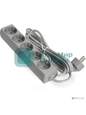 Сетевой фильтр ExeGate EX285826RUS ECE-5-5G (5 евророзетки с заземлением, 5 м, серый)