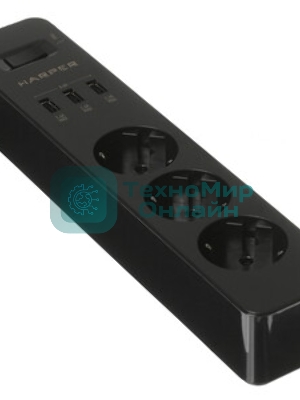 Удлинитель с USB зарядкой HARPER UCH-315 черный