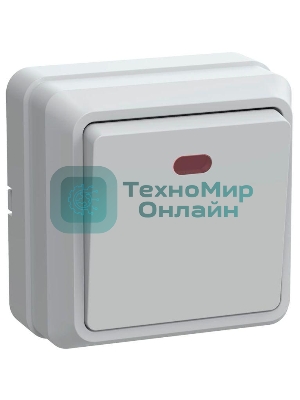 Выключатель 1-кл. ОП ОКТАВА с инд. 10А IP20 ВС20-1-1-ОБ белый IEK EVO11-K01-10-DC