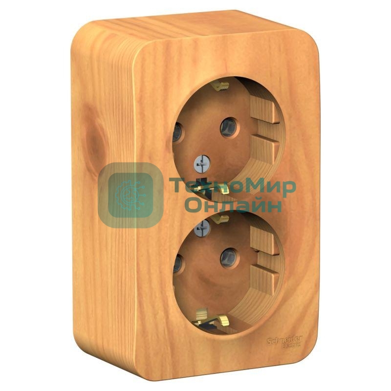 Розетка 2-ая с/з. без шторок 16А, 250 В, изолир. пластина SE Blanca наруж Ясень