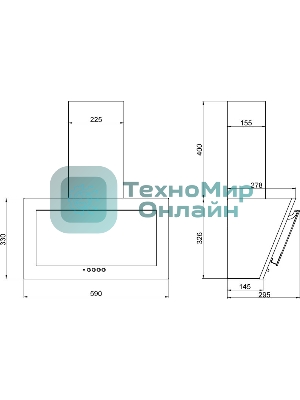 Вытяжка наклонная Elikor Коралл 60П-430-К3Д чёрный, 60 см, 430 м³/ч, 35 дБ
