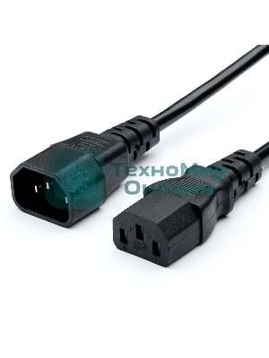 Кабель питания GoPower C14 (m)-C13 (f) 1.8м ПВХ удлинитель черный (1/10/100)