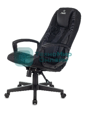 Кресло Бюрократ Zombie 9 черный/серый, экокожа, 120 кг, механизм качания