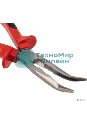 Тонкогубцы изогнутые Rexant 200 мм никелированные, двухкомпонентные рукоятки