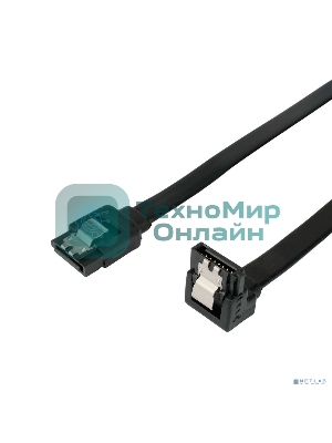 Кабель интерфейсный SATA Cablexpert CC-SATAM-DATA90-BL-50CM, Sata3 7pin/7pin, мет.защелка, угловой разъем, 50 см, черный, пакет