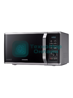 Микроволновая печь Samsung MG-23K3575AS черный /серебристый, 23 л, 800 Вт, переключатели - кнопки/поворотный механизм