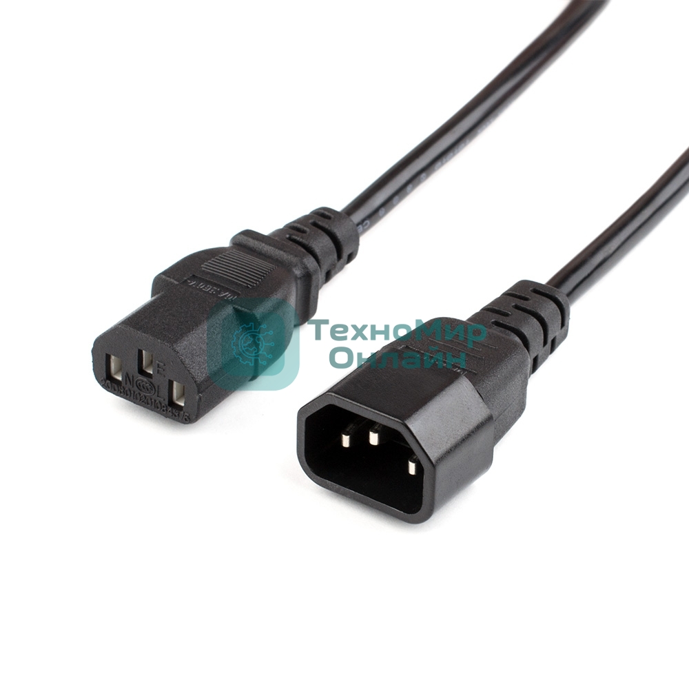 Кабель питания GoPower C14 (m)-C13 (f) 1.8м ПВХ удлинитель черный (1/10/100)