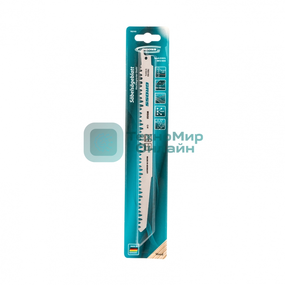 Полотна по дереву для сабельной пилы Gross 4052 - S1531L, 210 x 5-6,5 мм, фигур. рез, 2 шт