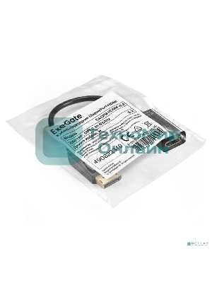 Кабель-переходник DisplayPort-HDMI ExeGate EX-DPM-HDMIF-0.2 (20M/19F, DP1.2 4K@60Hz, 0,2м)