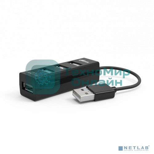 Контроллер Ritmix Разветвитель USB (USB хаб) настольный, кабель, на 4 порта USB, High speed USB 2.0, Plug-n-Play, питание от USB, 5В, скорость до 480 Мбит/с, черный (CR-2402)