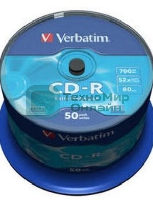 Диск CD-R Verbatim 700Mb 52x Cake Box (50шт) (43351)
