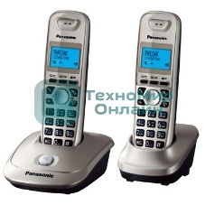 Телефон беспроводной (DECT) Panasonic KX-TG2512RUN (платиновый) Доп трубка в комплекте,АОН, Caller ID,спикерфон на трубке,полифония