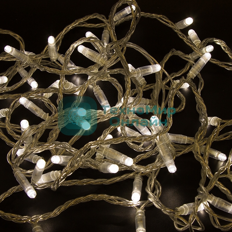 Гирлянда Neon-night Нить 10м, постоянное свечение, прозрачный ПВХ, 230В, теплый белый