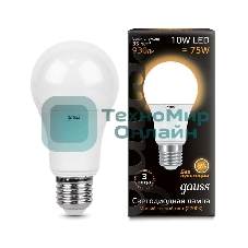 Лампа светодиодная GAUSS 102502110 LED A60 10W E27 880lm 3000K 1/10/50