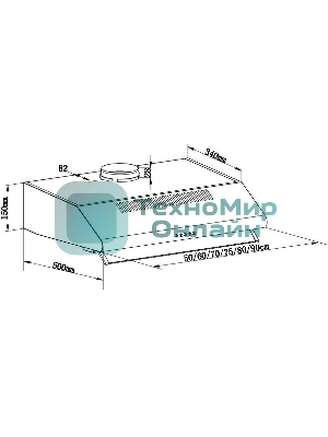 Вытяжка козырьковая Maunfeld MP-1 50 белый/прозрачный, 50 см, 520 куб. м/ч, 49 дБ