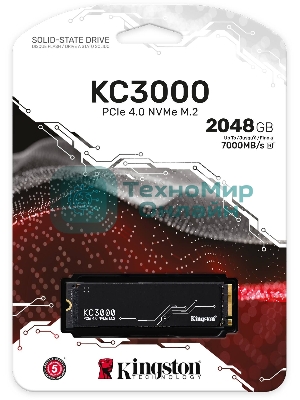 Накопитель SSD Kingston KC3000, 2Tb, PCIe 4.0 x4, M.2 2280, NVMe, R/W 7000/7000, с радиатором