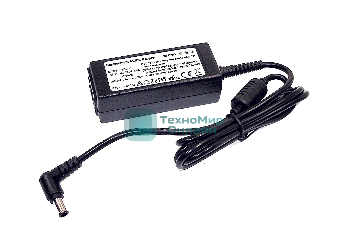 Блок питания для монитора и телевизора LCD 14V 2.86A (6.5x4.4 мм) 40W OEM