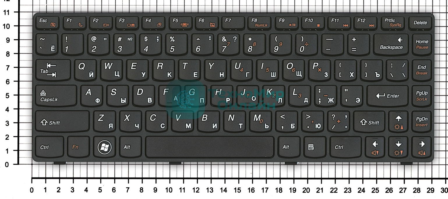 Клавиатура для ноутбука Lenovo G480 черная с черной рамкой