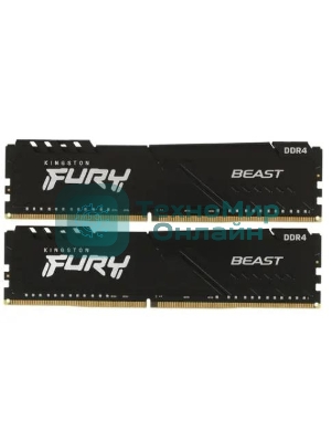 Оперативная память Kingston Fury Beast, DDR4, 64GB (2x32GB), 3600MHz, CL18, DIMM, с радиатором, черный