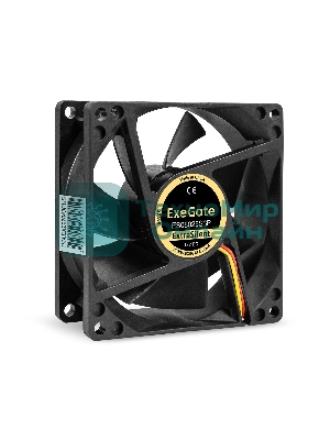 Вентилятор для корпуса ExeGate ExtraSilent ES08025S3P черный, 80 мм, 2100 об/мин, 21 дБ, 3 pin