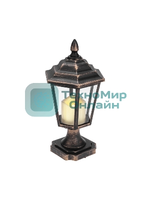 Декоративный фонарь Neon-night на подставке со свечкой, бронзовый корпус, размер 14,5х17х31см, теплый белый