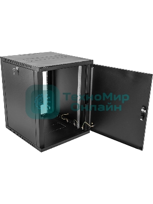 Шкаф коммутационный ЦМО (ШРН-9.650.1-9005) настенный 9U 600x658 мм пер. дв. металл 200 кг черный 600 мм 180 град.