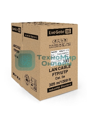 Кабель ExeGate UTP 4 пары кат.5e CCA, 24AWG, внешн., без троса, бухта 305м, черный, PE