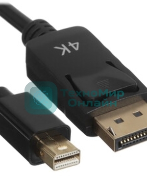 Кабель GoPower miniDisplayPort (m)-DisplayPort (m) 1м ver.1.4 черный Premium Zip-Lock c подвесом (1/