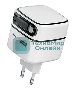 Сетевое зарядное устройство Qumo Energy PD 35Вт (Charger 0092), USB-A QC4 + 2 USB Type-C PD (один встр,кабель), цвет белый