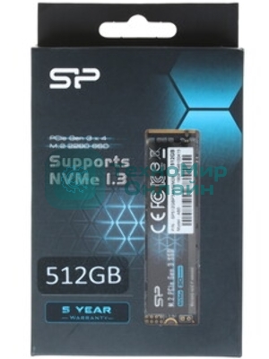 Накопитель SSD Silicon Power P34A60, 512Gb, M.2 2280, PCIe 3.0 x4, NVMe, R/W 2200/1600