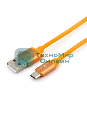 Кабель USB2.0 Cablexpert CC-S-mUSB01O-1M, AM/microB, серия Silver, длина 1м, оранжевый, блистер