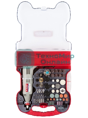 Прямошлифовальная машина (гравер) Зубр Гравер ЗГ-130ЭК H172 электрический с набором мини-насадок в кейсе, 172 предмета