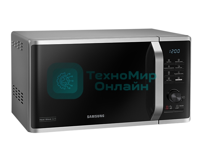 Микроволновая печь Samsung MG-23K3575AS черный /серебристый, 23 л, 800 Вт, переключатели - кнопки/поворотный механизм