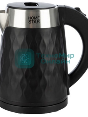 Чайник электрический Homestar HS-1021 1500 Вт, 1.7 л, нержавейка+пластик, черный, двойной корпус