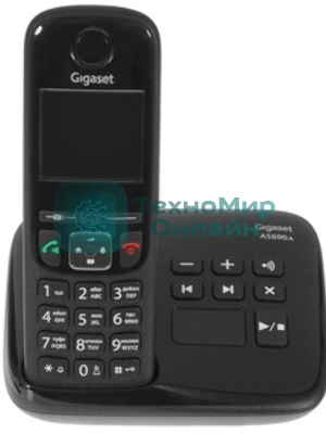 Радиотелефон Dect Gigaset AS690A DUO черный (труб. в компл.:2шт) автооветчик АОН