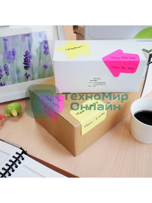 Блок самоклеящийся бумажный Stick`n 21545 70x70 мм, 50 листов, 70 г/м2, неон, розовый вырубной клей по периметру 