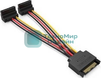 Кабель питания-разветвитель Vention SATA 15pin M/2 x SATA 15pin F угол 90 - 0.15м KDBBB