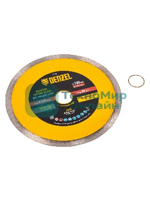 Диск алмазный сплошной Denzel супертонкий, 180 х 25,4 мм, горячее прессование, мокрое резание